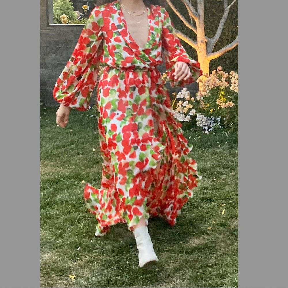 Caroline Constas Vivian Gown - Red Poppy